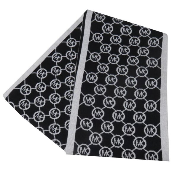 Michael Kors Womens MK Monogram Infinity Scarf Black / White NWT - Picture 1 of 5